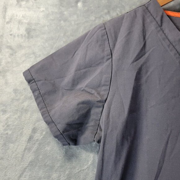 Code Happy Womens M Scrub Top Gray Short Sleeve Pockets Workwear Nursing Medical - Picture 6 of 13